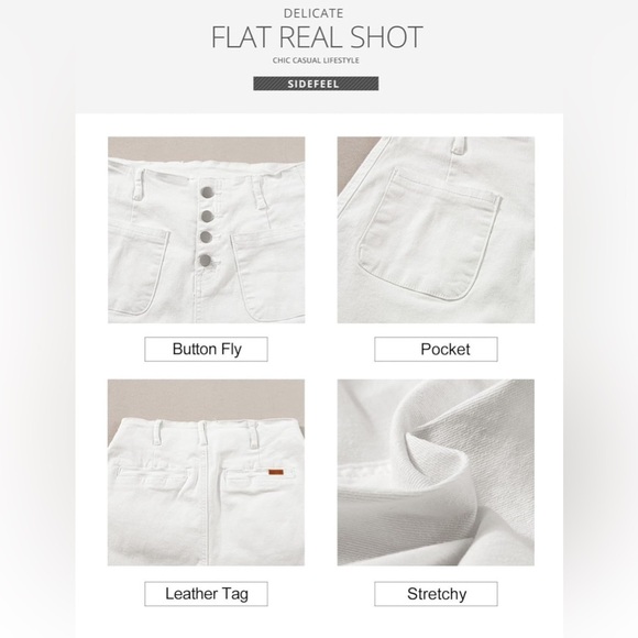 NEW WHITE BUTTON FRONT SHORTS⭐️ - Picture 5 of 6
